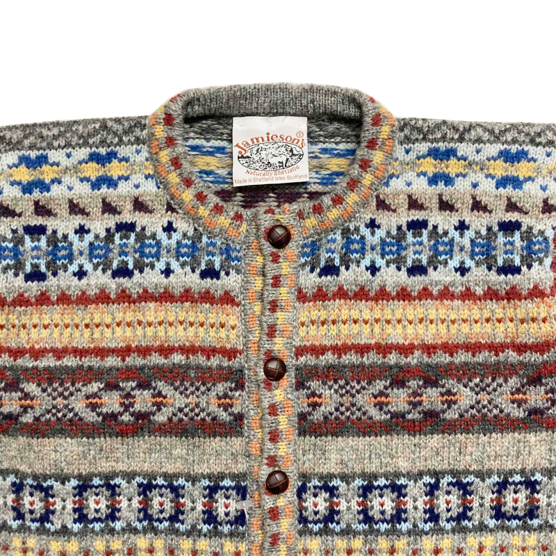 SELECT STORE SEPTIS / JAMIESON'S(ジャミーソンズ)【MADE IN ENGLAND】 FAIRISLE CREW  NECK BUTTON CARDIGAN(イギリス製 フェアアイル柄 ボタンカーディガン)