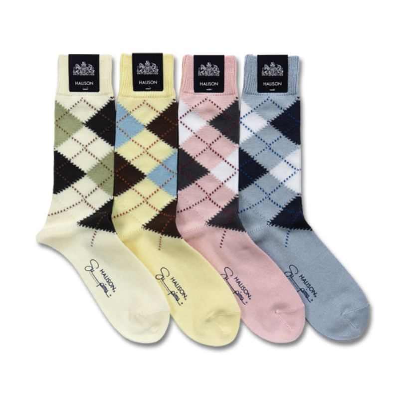 <br>HALISON(ハリソン) SUPIMA ARGYLE SOCKS 5DIA(スーピマアーガイルソックス5ダイヤ) PASTEL COLOR