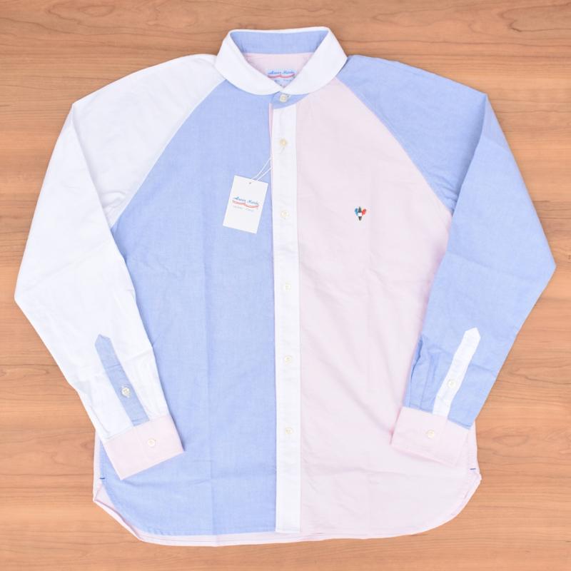 <br>ARVOR MAREE(アルボーマレー) L/S F/O SAILOR COLLAR SHIRTS(長袖 セーラーカラー フルオープンシャツ) OXFORD(オックスフォード) CRAZY PATTERN