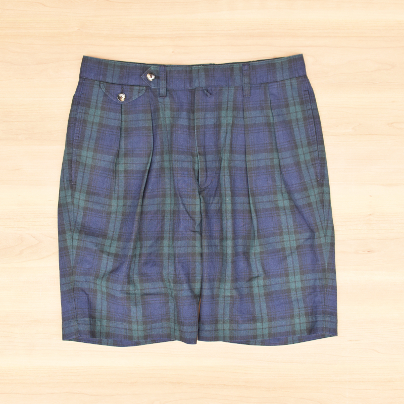 <br>BARNSTORMER(バーンストーマー) SEPTIS別注 1409MB ALVY SHORTS(アルビー ショーツ)2TUCK WIDE(ツータック ワイド) COTTON×LINEN /TARTAN CHECK(コットンリネン タータンチェック)(277 B/W) BLACKWATCH(ブラックウォッチ)