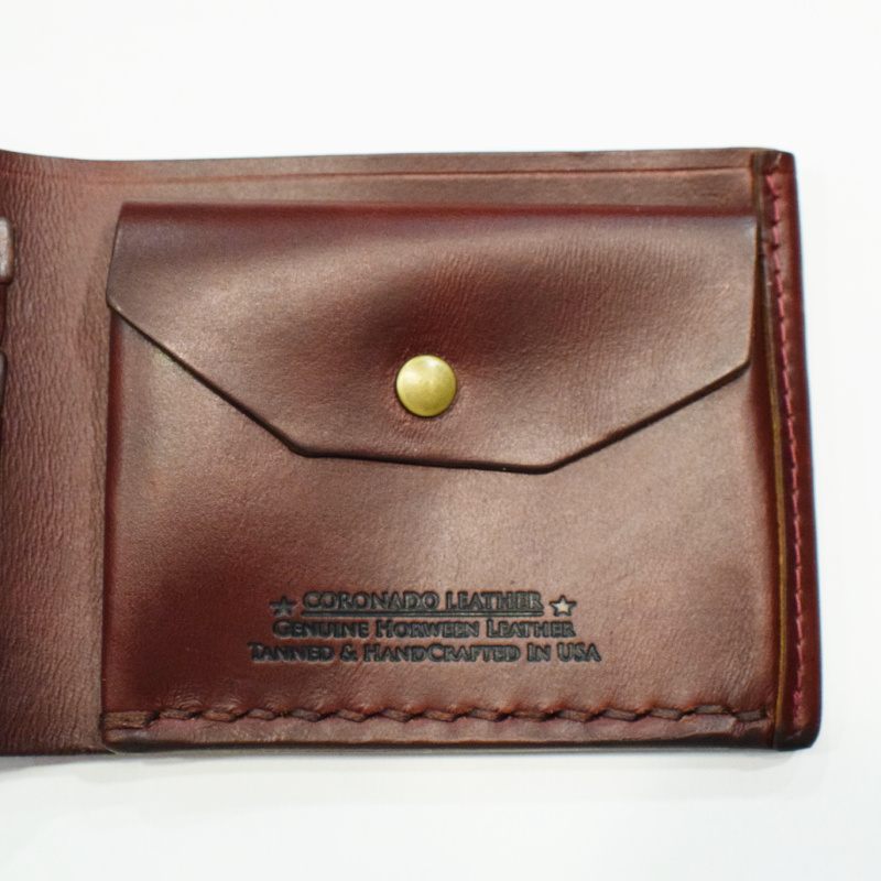 新品  アメリカ製小銭入れ付き二つ折り財布CORONADO LEATHER