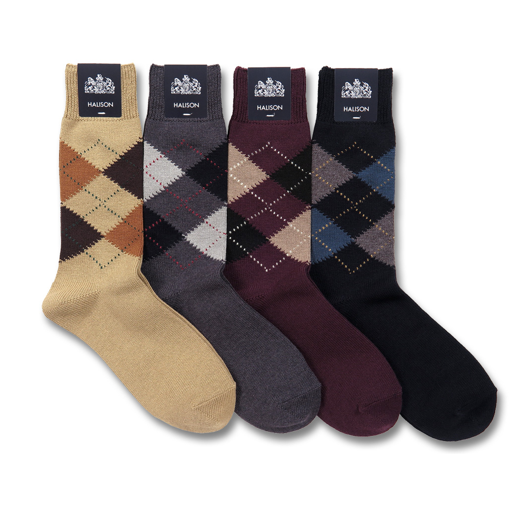 <br>HALISON(ハリソン) INTARSIA KNITTING ARGYLE SOCKS(インターシャ編み アーガイルソックス) 4DIA