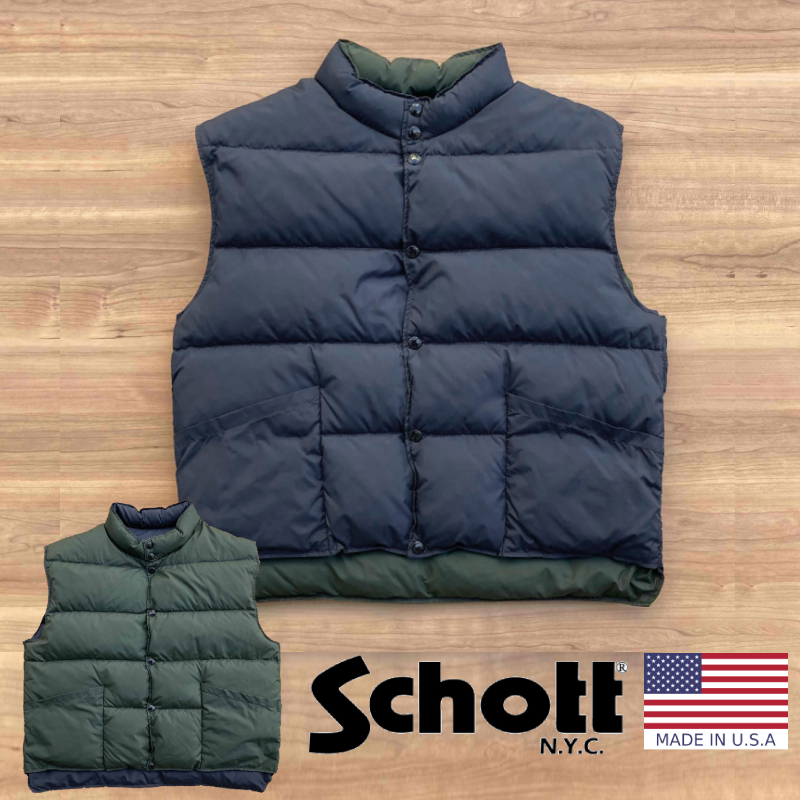 低価格 レザーベスト ダウン Schott 美品 ビンテージ USA in Made 