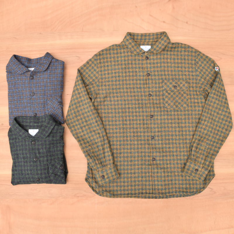 <br>ARVOR MAREE(アルボーマレー) L/S SAILOR COLLAR FLANNEL SHIRTS(長袖 セーラーカラー フランネルシャツ) COTTON TWEED CHECK